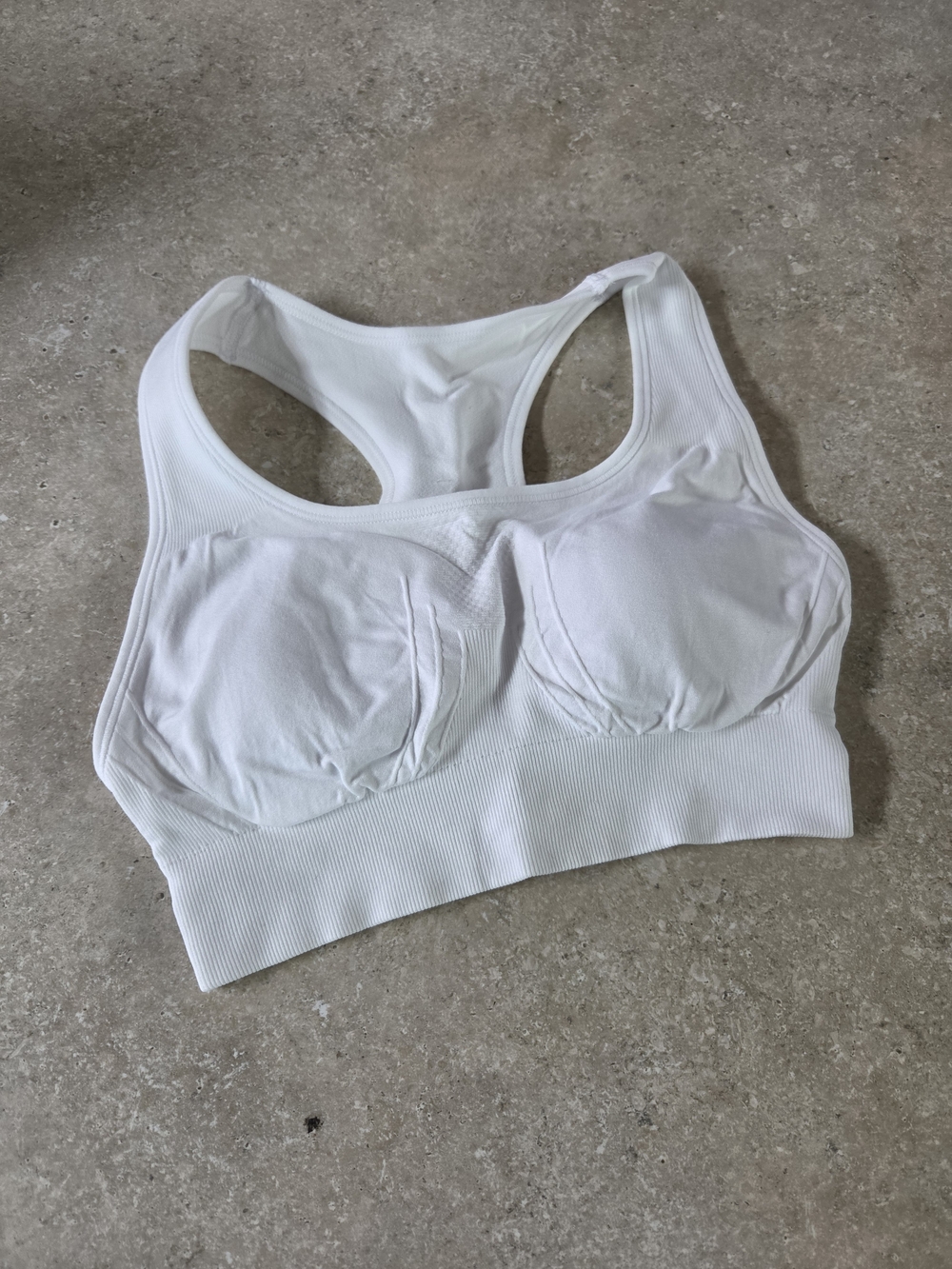 Now Sunday White Ribbed Racerback Bra with Molded Cups Sz Small New